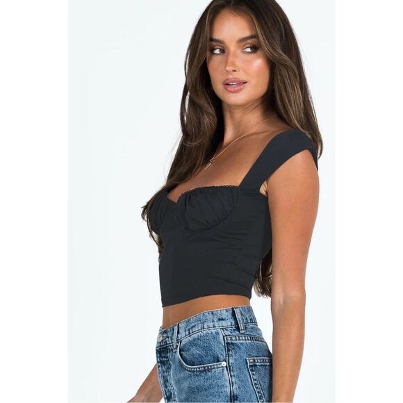 Princess Polly CANDYCE TOP BLACK Size 10 Nwot - Picture 3 of 8